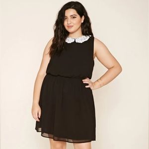 Forever 21 Black Sleeveless Peter Pan Crochet Lace Collar Dress Size 1X